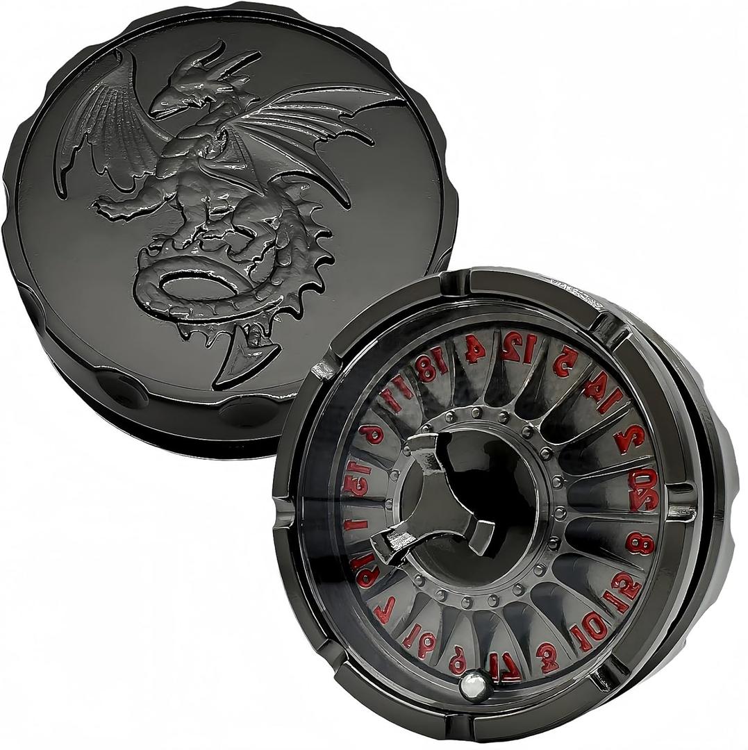 D20 Roulette dice, Unique dice Spinner, Metal D&D Dice Set, Perfect for D&D Dungeons and Dragons, RPG and Pathfinder Role Playing GamesBlack red