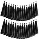 MECCANIXITY 40Pcs Tassel Garland Banner Tissue Paper for Streamers Party Decorations, Valentine's Day Birthday Decor for Women with Rope and Tie Wire (Black, 14.6Inch)