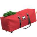 Winpull Rolling Christmas Tree Storage Bag for 9 ft Artificial Tree, 600D Waterproof Oxford Fabric, Large Christmas Tree Bag with Dual Zipper, Wheels, Handles, Heavy Duty Xmas Storage Container - Red