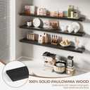 60 Inch Long Solid Wood Floating Shelves Set of 3, Black, 60"L x 6.7"D, Set of 3