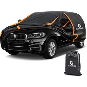 Car Cover Waterproof All Weather for SUV Automobiles UV Protection Snowproof Rain Sun with Door Zipper Full Exterior Outdoor Full Car Cover Universal Fit Up to 194"