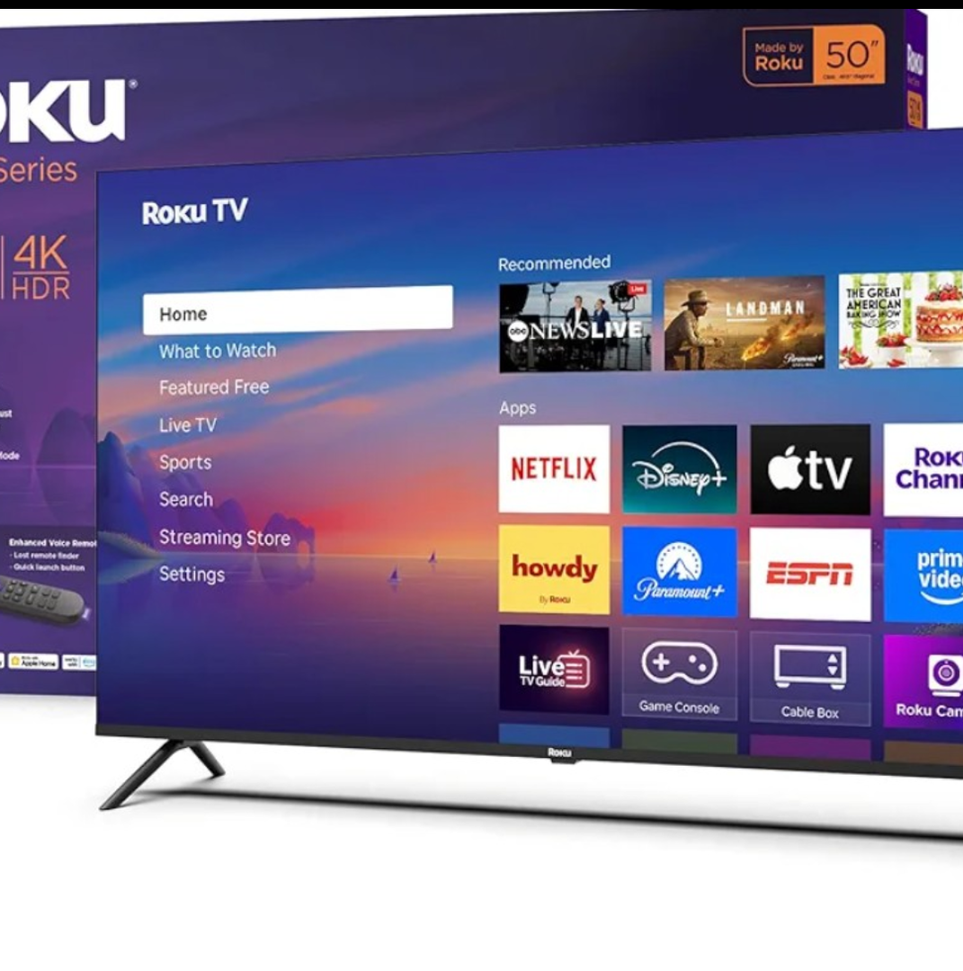 Roku Smart TV – 50-Inch Select Series, 4K HDR TV – RokuTV with Enhanced Voice Remote – Flat Screen LED Television with Wi-Fi for Streaming Live Local News, Sports, Family Entertainment