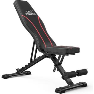 FLYBIRD Adjustable Bench,Utility Weight Bench for Full Body Workout- Multi-Purpose Foldable Incline Bench (Black)