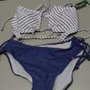 Blooming Jelly Womens Bikini Sets Two Piece Swimsuit 2026 Curvy Cutout String Bathing Suit (Small, Stripe Blue)