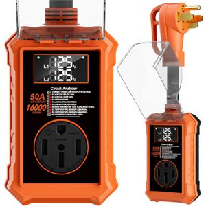 Rv Surge Protectors 50 Amp,16000 Joules Rv Circuit Analyzer with Waterproof Cover Safety Certification Led Display,Rv Voltage Protector for Camper, Travel Trailers (Orange, 50A)