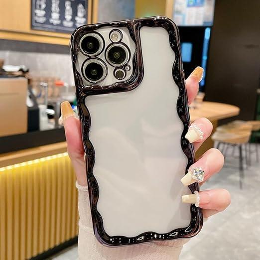for iPhone 13 Pro Max Case Electroplate Silver Wave Side for iPhone 13 Pro Max Soft Transparent Shockproof Cover 