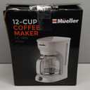 MUELLER HOME 12-Cup White Coffee Maker - Borosilicate Carafe, Auto-Off, Reusable Filter, Anti-Drip, Keep-Warm Function, Clear Water Level Window, White Kitchen Accessories