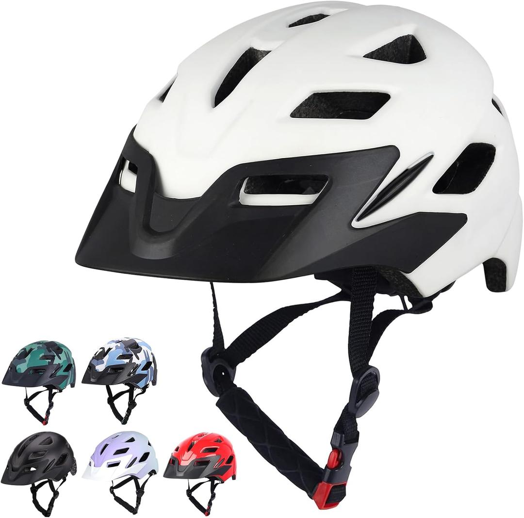 Kids Bike Helmet, Adjustable Toddler Youth Helmet with Detachable Visor & LED Light for 3-5/5-8/8-12 Years Boys Girls, Multi-Sport Helmet for Bicycle Cycling Scooter Skating, 2 Sizes