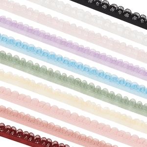 BENECREAT 10Pcs 20 Yards Nylon Elastic Lace Trim Ribbons, 10 Colors 1/2 Inch Wide Flower Edge Elastic Stretch, Ruffled Lace Elastic for Underwear Sewing Decor Craft DIY