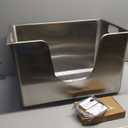 Enclosed Stainless Steel Cat Litter Box 13.8 High Sides, Extra Large Litter Box for Big Cats, XL Metal Kitty Litter Pan Pet Toilet with Wheels for Easy Mobility, Anti-Leakage, Non-Sticky, Easy Clean