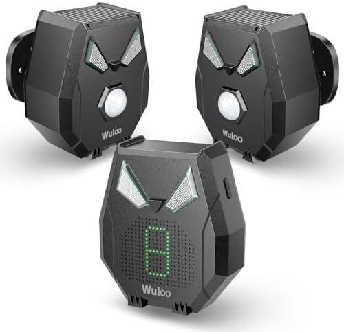 Solar Wireless Driveway Alarm, Outdoor Motion Sensor Detector Alarms Driveway Alert System 2000ft Long Range with Rechargeable Battery, Outside Weatherproof/Expandable (1 Receiver and 2 sensors)