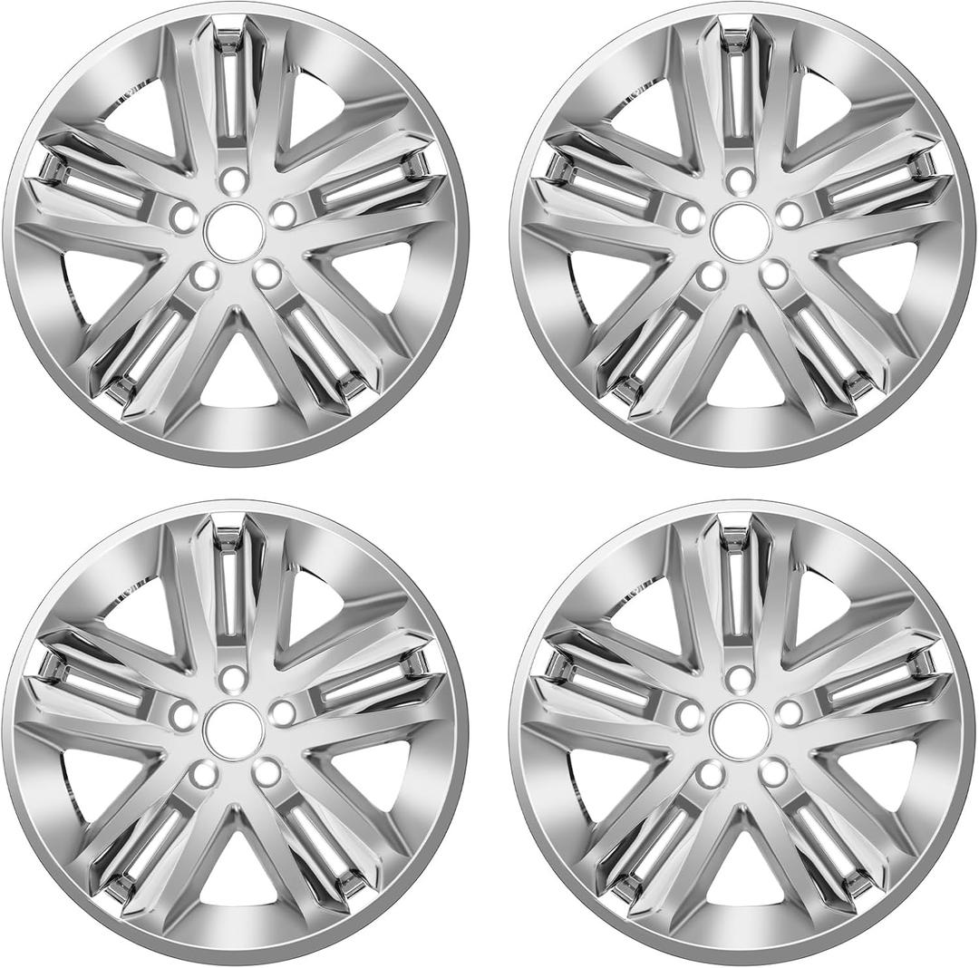 Wheel Skins Compatible with Ford Explorer 2011-2019 18 inch Wheel Covers Gloss Black Set of 4 Packs (Chrome)