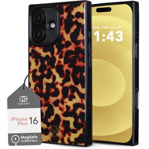 Cocomii - Rectangle Case Compatible with iPhone 16 Plus - Compatible with MagSafe, Tortoiseshell Pattern, Animal Print, Glossy, Magnetic Phone Case for iPhone 16 Plus 6.7 inch, Black/Amber