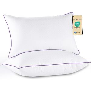 JOLLYVOGUE Firm Pillows Queen Size Set of 2, Supportive Bed Pillows with Oeko-Tex Certified Down Alternative Fill, Luxury Hotel Quality for Back, Stomach and Side Sleepers