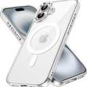 JETech Magnetic Case for iPhone 16 6.1-Inch Compatible with MagSafe, Shockproof Phone Bumper Cover, Anti-Scratch Clear Back (Clear)