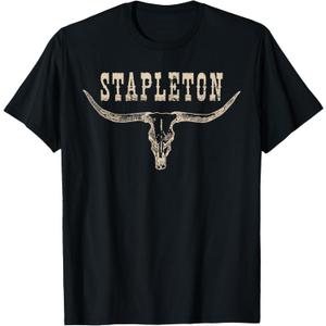 Vintage StapIeton Last Name Personalized 90s Style T-Shirt - Black, Large