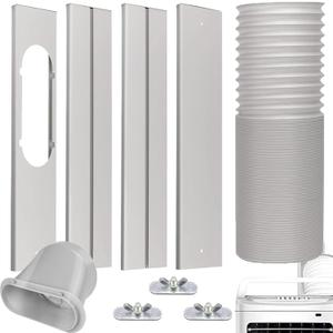 Portable AC Window Vent Kit with 5.9" Exhaust Hose Universal Portable Air Conditioner Window Seal Kit Adjustable 59 Inch Length Exhaust Hose for Sliding Horizontal&Vertical Windows