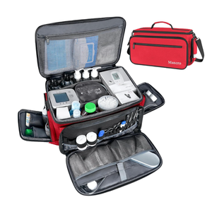 Mancro Medical Bags, Large Medication Storage Empty, Water Resistant Pill Bottle Organizer for Home, First Aid Responder Bag, Nurse Gifts, Red Medical Supply Organizer