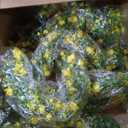 RECUTMS Hanging Garland Plants Artificial Eucalyptus Garland Fake Hanging Eucalyptus Leaf Garlands with Flowers Faux Vine (Yellow), Faux eucalyptus garland is about 5.8 Ft in length 