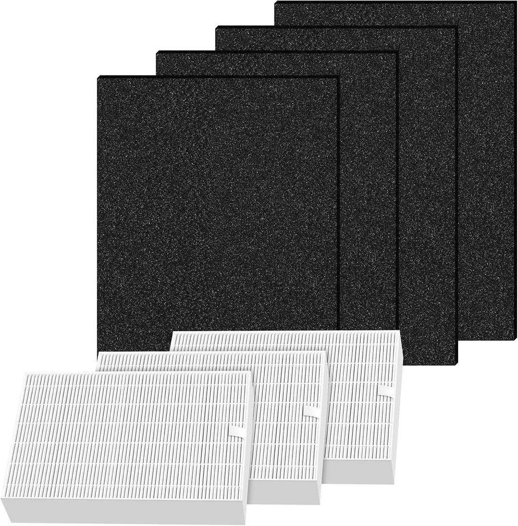 3 Pack HPA100 Filter Replacement for Honeywell Air Purifier HPA100 Series | Compatible with Honeywell HPA094, HPA104, HPA105, HPA3100, HPA5100,3 Ture HEPA R filter and 4 Activated Carbon Pre-Filter