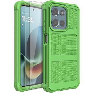 for Motorola Moto G Play 2026 Case, for Moto G 2026/2025 Case with 2 Pack Tempered Glass Screen Protector, Heavy Duty Shockproof Protective Phone Cover (Green)