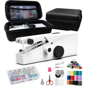Handheld Sewing Machine, Portable & Cordless Mini Sewing Machine for Beginners - Electric Fast Stitching, DIY Fabric Clothes Repair Kit, Home Travel Mending Machine with Accessories,White