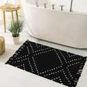 HAOCOO Boho Bathroom Rug 2 X 3, Cotton Woven Washable Small Area Rugs with Tassels,Black and White Kitchen Rug Moroccan Tribal Throw Carpet Bath Mat Front Door for Living Room Kitchen Bedroom
