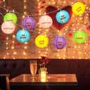 10 Pcs Valentine's Day Conversation Hearts Light String Decor 9.8ft Conversation Heart Lanterns Battery Operated Hanging Pastel Fabric Romantic Decor with 2 Lighting Modes for Room Patio Wedding