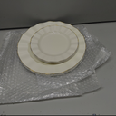 HIGH END 100 Pcs Ivory Wave Plastic Plates with Gold Trim, Fancy Disposable Plate Sets Include 50 Dinner & 50 Dessert Plastic Plates, Elegant Disposable Plate Set For Party, Thanksgiving (30 Guests)