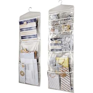 Large Double-Sided Hanging Gift Bag Organizer and Tissue Paper Holder (Grey) (Gray)