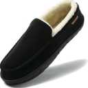 NewDenBer Men's Moccasin Slippers Warm Memory Foam Suede Soft Plush Lined Slip on Indoor Outdoor House Shoes 11D