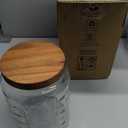 kitchentoolz Extra Large Mason Jar - 1 Gallon Glass Wide Mouth Jar with Airtight Wooden Lid, Food Storage Container with Measurement Markings For Kitchen Pantry, Pickling, Cookies, Flour & Sugar