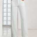 Sidefeel Women's Wide Leg Jeans High Waisted Stretchy Tummy Control Straight Leg Denim Pants (White) Size 