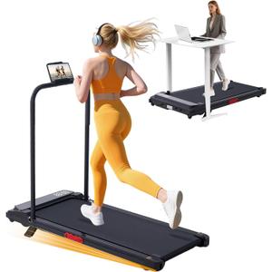 Folding Foldable Walking Pad Treadmill with Handle Bar and Adjustable Incline, 3.5HP Portable Electric Treadmills with Handles for Home Small, Home Treadmills with Incline, 0.6-7.6MPH, 350LBS
