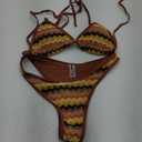 Seamoly Women's Bikini Sets Halter Neck Crochet Colorblock Two Piece Swimsuits Open Back Sexy High Cut Thong Bathing Suit, M