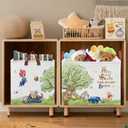 Bear Nursery Decor Storage Basket Foldable With Waterproof PE Coating, Square Large Canvas Laundry Hamper,Diaper Bag Baskets for Kids,Boys and Girls, Bathroom, Bedroom, Clothes,Toy BinWhite
