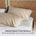 Bedsure King Size Pillow Cases Set of 2, Cooling Pillow Cases King, Rayon Derived from Bamboo Beige Pillowcases, PureWoven Silky Soft Cool Bedding Pillow Covers with Envelope Closure, 20x36 Inches