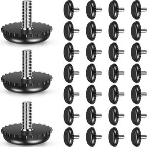 Dunzy 30 Pieces 1/4-20 Adjustable Furniture Levelers Galvanized Steel Screw in Threaded Leveling Feet Screw On Furniture Glide Leveling for Table Chair Cabinet Legs