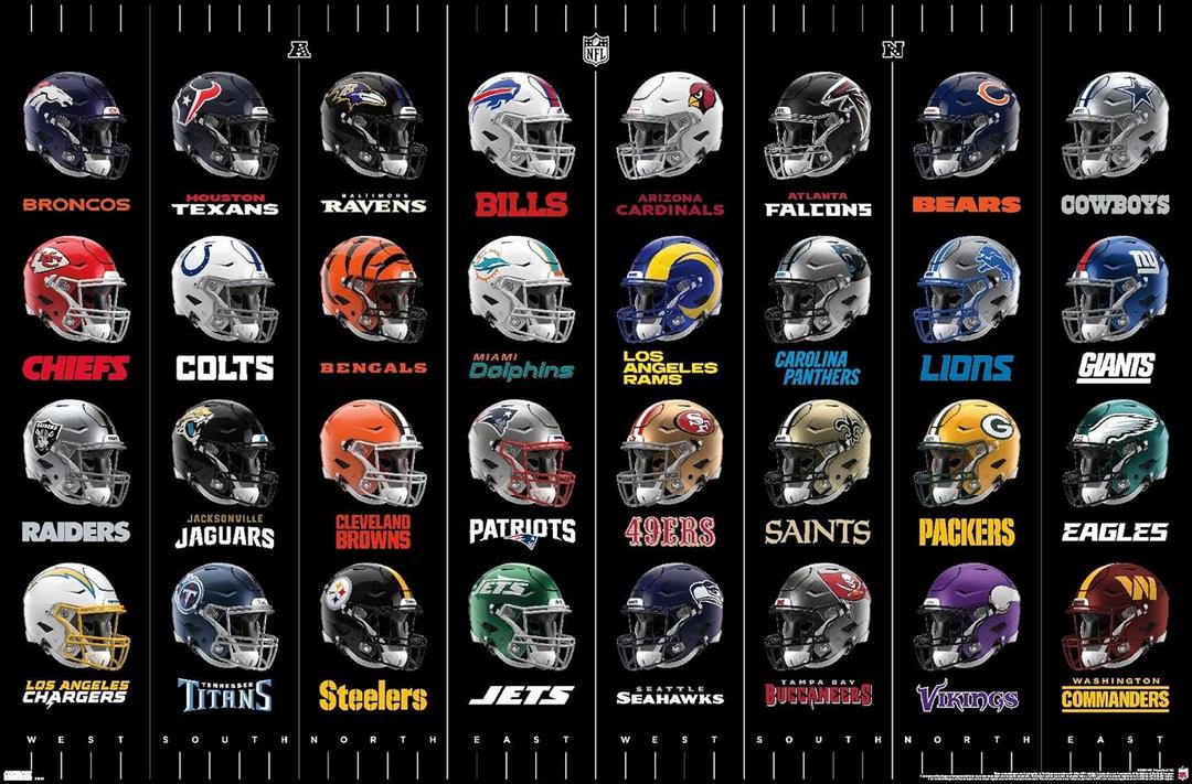 NFL League - Helmets 24 Wall Poster, 34L" x 22.4W", Premium Unframed Version