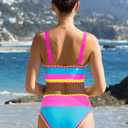 popvil High Waisted Bikini Sets for Women Tummy Control Swimsuits 3 Piece Bathing Suits Neon Swimwear with Skirt 2026
