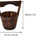 DOITOOL Hanging Planters Rustic Wooden Bucket Planter Hanging Pot Rustic Bucket Wooden Wishing Well Succulent Planter Pot for Patio Garden Backyard Fence Indoor Hanging Planters