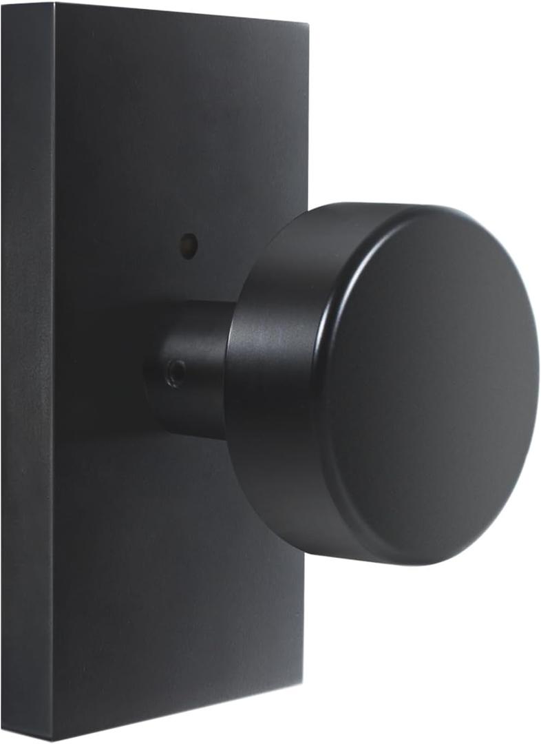 Matte Black Door Knobs Interior with Lock, Modern Privacy Rectangle Door Knob Door Handles for Bathroom Bedroom