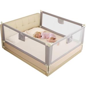 Quick Assembled Bed Rail for Baby, Foldable Toddlers Bed Rails, Height Adjustable Bed Rail Guard, Steady and Safty for King Size Bed (2 Sides 78.7"+1 Side 74.8'')