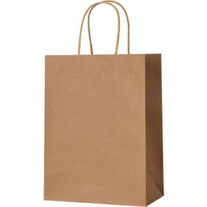 METAPRINT Brown Paper Gift Bags with Handles in Bulk, 100pcs Kraft Paper Bags 8x4.5x10.8 inch, Recyclable Shopping Bags for Retail, Grocery, Party Favors, Wedding