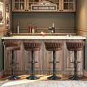 VECELO Bar Stools Set of 2, Adjustable Barstools Counter Height Stools with Back and Arm, 360° Swivel Bar Chair with Metal Leg Base for Kitchen Island Counter, Industrial Style, Dark Brown