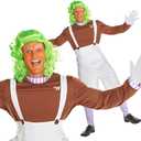 Men`s Chocolate Factory Worker Costume + Wig Adult Oompa S
