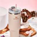 STANLEY Quencher H2.0 Tumbler with Handle and Straw 40 oz Flowstate 3-Position Lid Cup Holder Compatible for Travel Insulated Stainless Steel Cup BPA-Free Rose Quartz 2.0