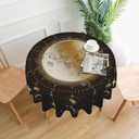 Astrology Moon Art Tablecloth Abstract Round Table Cover Washable Table Cloth for Home Kitchen Party Picnic 60 Inch