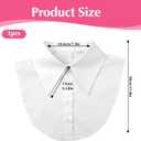 Fake Collar White Detachable Collar for Women, Elegant Formal Faux Blouse Collars, Big Pointed False Cotton Collars Shirts Half Shirt, Versatile Layering Accessories for Dresses, Suit, Outfits (White)