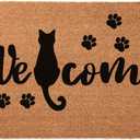 Funny Coir Doormat Welcome Sitting Cute Black Cat Welcome Front Porch Decor mats for The Entrance Personalized House Warming Gift Mat Non Slip Outdoor Doormat Coir Doormats 23.6 x 15.7 inch